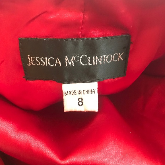 Jessica McClintock Red Ruched Holiday Gown sz 8 - Picture 8 of 8